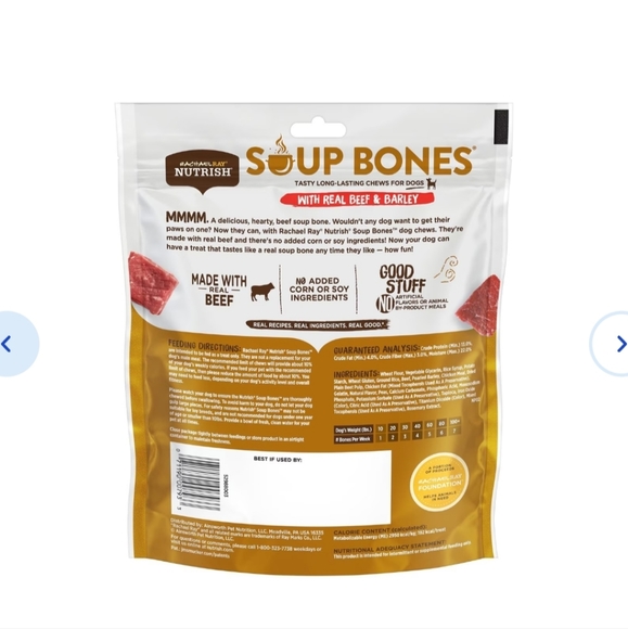 Rachael Ray Nutrish Soup Bones Beef & Barley Flavor Chews Dog Treats - Picture 2 of 7
